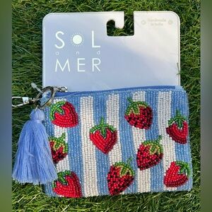 Sol and Mer Strawberry Beaded Coin Pouch